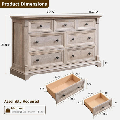Dresser Cabinet FiftyFourInch Wide Distressed Oak Finish
