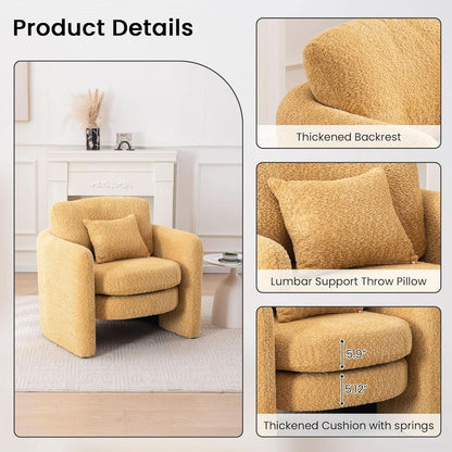 Oversized Accent Chair Yellow Chenille Armchair Living