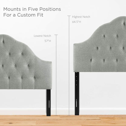 Tufted Linen Upholstered Queen Headboard with High Arch