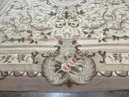 Palace Sized Aubusson Rug 13 x 20, Flatweave Aubusson Weave, Oversized Rug, European French Elegant Design