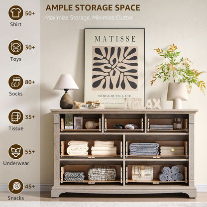 Dresser Cabinet FiftyFourInch Wide Distressed Oak Finish