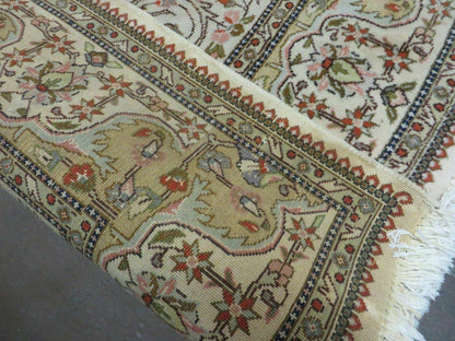 Vintage Persian Tabriz Rug 9x12, Tabatabaie Rug 9x12 Carpet, Handmade Hand Knotted Wool Area Rug, Tomato Red Beige, Medallion Rug, Floral