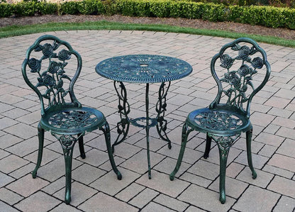 Cast Aluminum Conversation Set Antique Green Patio