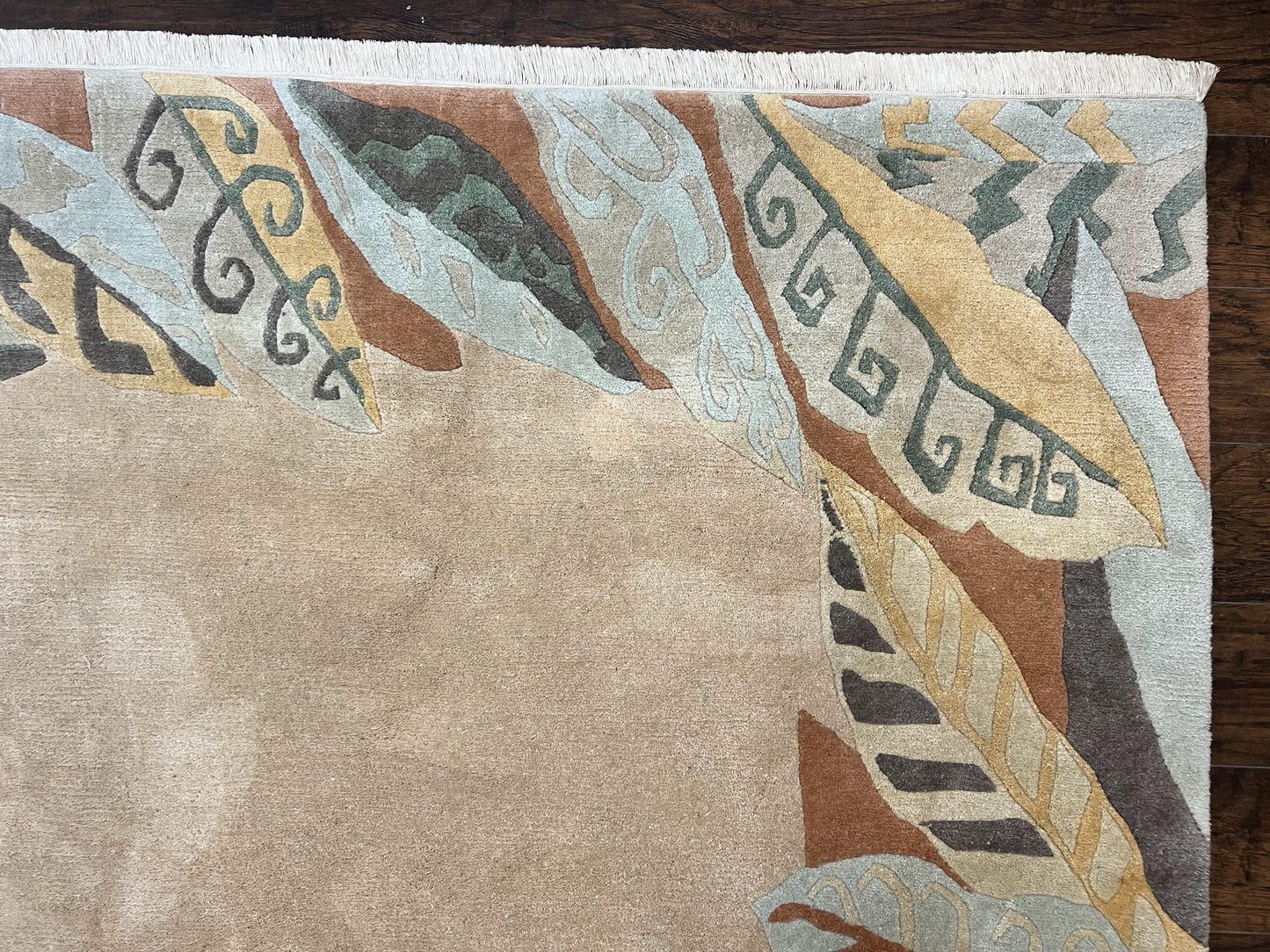 Modern Tibetan Rug 7x10, Soft Wool, Tufenkian Style Carpet, Tibet Nepali Rug, Open Field, Handmade Wool Rug