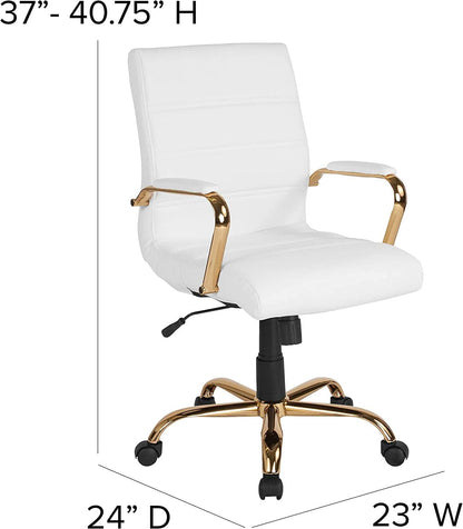 Whitney White LeatherSoft Office Chair Mid Back Swivel