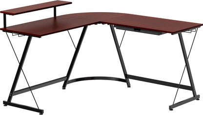 Vista L Shape Desk With Adjustable Monitor Stand Cherry