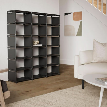 18 Cube Black Durable Bookcase With Storage Organizer