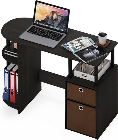 Jaya Brown Computer Study Desk With Storage Bins And Shelf