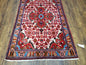 3' 2' X 5' 1" Handmade Floral Wool Rug Red Beige /Ivory