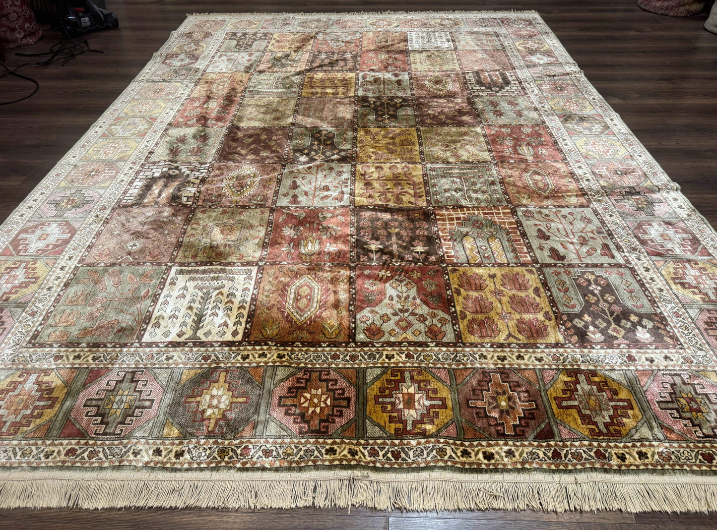 Panel Design Rug 8 x 10.6, Oriental Carpet, Belgium Power Loomed Rug