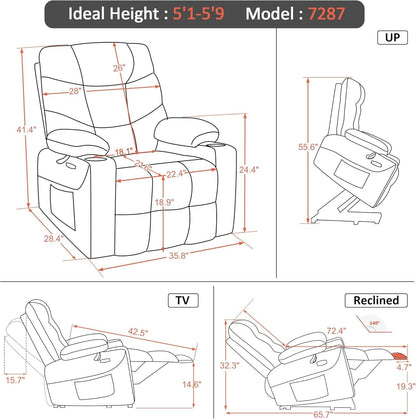 Power Lift Recliner Chair With Extended Footrest Burgundy