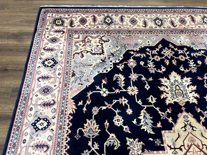 Karastan Rug 8x11 Navy Serapi, Kara Shah Rug, Navy Blue, Vintage Karastan Area Rug Wool Pile Karastan Rug