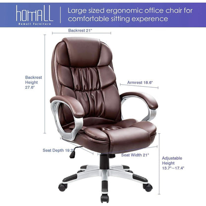 Ergonomic High Back Office Chair With Padded Armrests