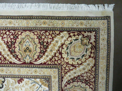 9' X 12' Vintage Handmade Wool Rug Pakistani Floral Design Nice Vegetable Dye