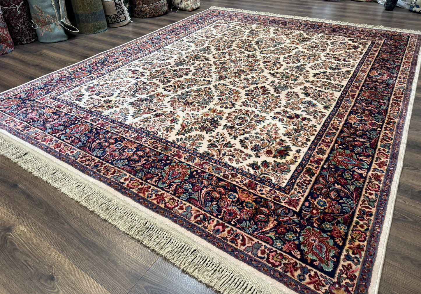 Karastan Rug 8.8 x 10.6 Ivory Sarouk #700/760, Wool Discontinued Original 700 Series