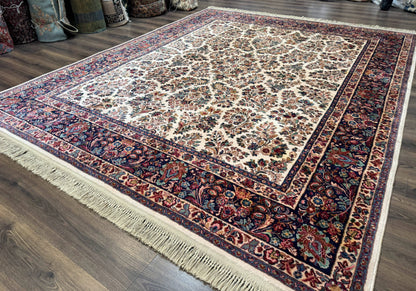 Karastan Rug 8.8 x 10.6 Ivory Sarouk #700/760, Wool Discontinued Original 700 Series