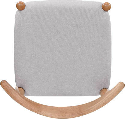 Beige Fabric Dining Chairs With Oak Finish 2 Pack Set