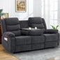 Grey Oversized 3 Seater Reclining Sofa With Console