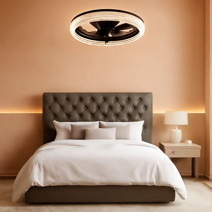 20 Inch Black Ceiling Fan With Lights And Remote, Dimmable, Flush Mount, Stepless Color Temperature, 6 Speeds