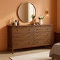 55 Inch Walnut Dresser With Six Drawers For Bedroom