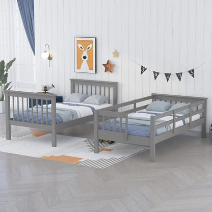 Twin Over Twin Bunk Beds With Stairs Grey For Kids Dorm