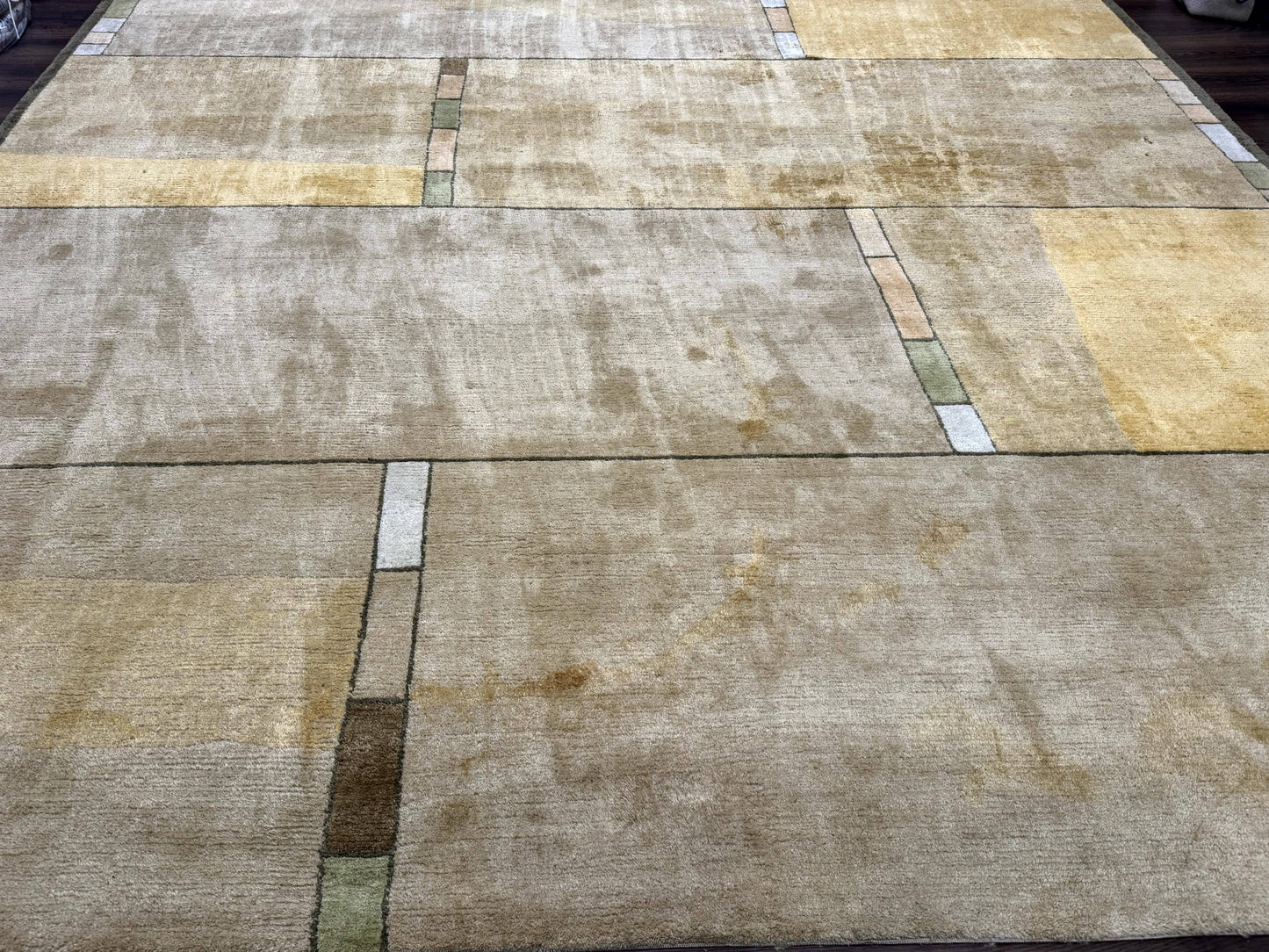 Tufenkian Tibetan Rug 12x16, Handmade Wool Modern Area Rug, Palace Size Carpet