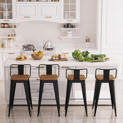 Modern Stackable Metal Bar Stools Set of Four