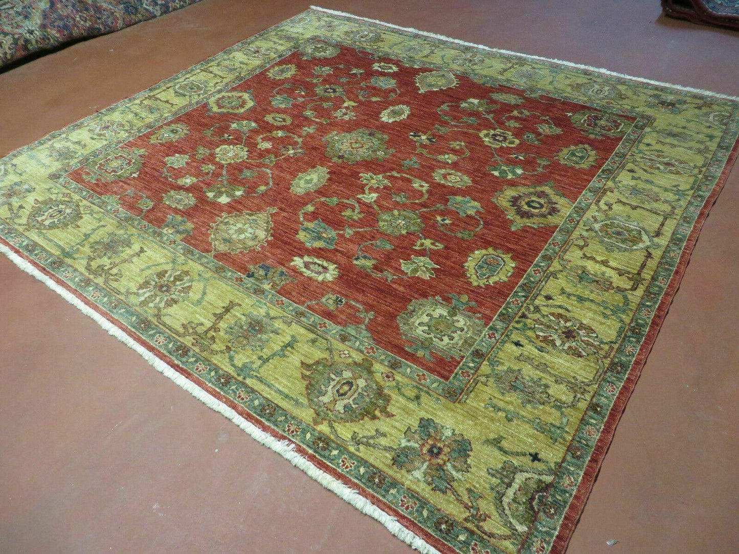 6.5' X 7' Vintage Handmade Egypt Agra Wool Rug Carpet Square Beauty
