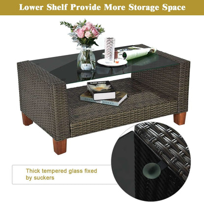 Patio Rattan Furniture Set 4 Piece Beige For Outdoor Use