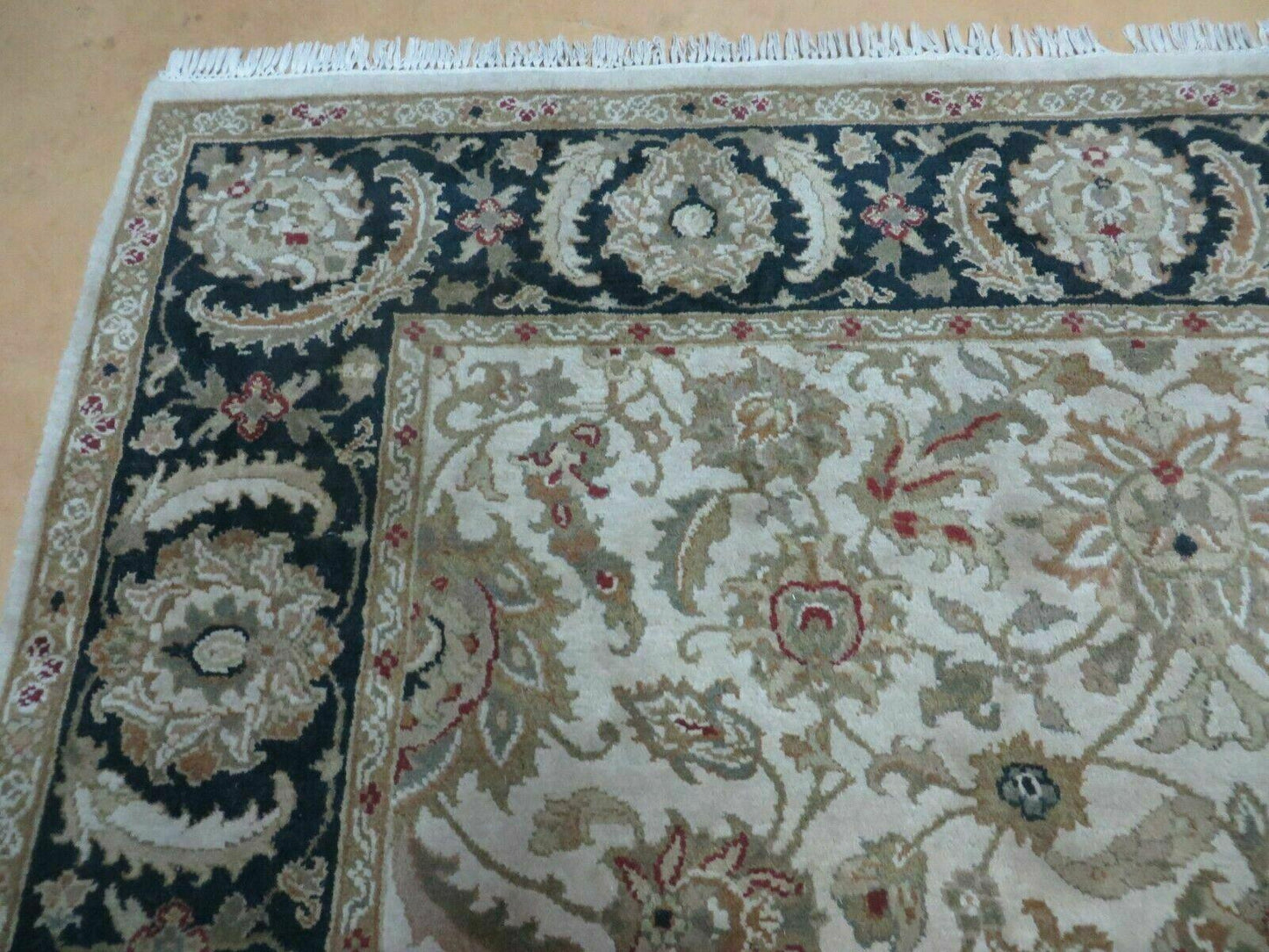 6' X 9' Vintage Handmade India Top Quality Jaipur Floral Oriental Tea Wash Nice