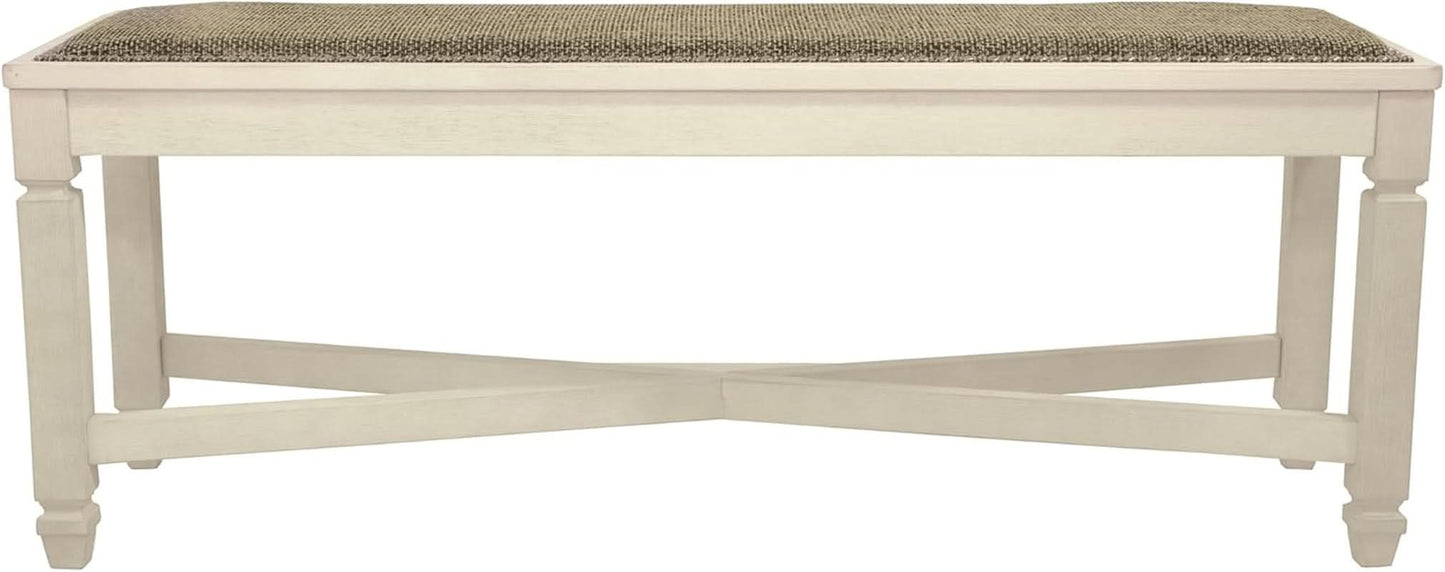 Bolanburg Upholstered Dining Bench Antique White Finish