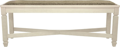 Bolanburg Upholstered Dining Bench Antique White Finish