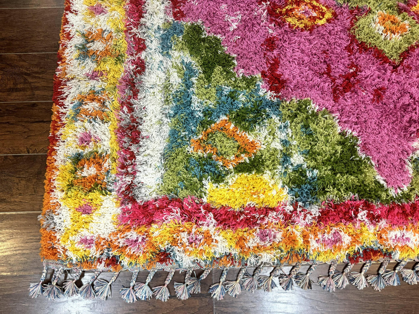 Colorful Shag Rug 8x10, Fuchsia and Multicolor