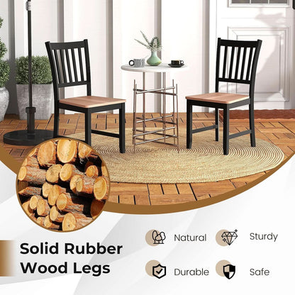 Wooden Dining Chairs Set of Four Black Farmhouse Armless