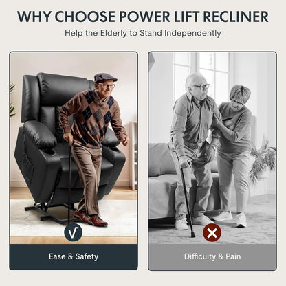 XL31 Power Lift Recliner For Elderly Black Massage