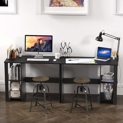 Espresso Finish Home Office Desk With Open Shelves
