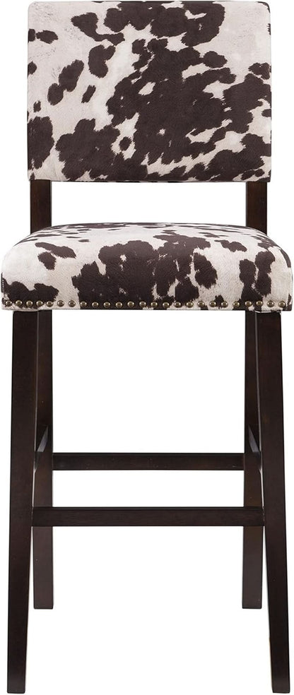 Stylish Cowhide Print Bar Stool with Comfortable Padded Seat