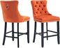 Velvet Upholstered Bar Stools Set Two with Back