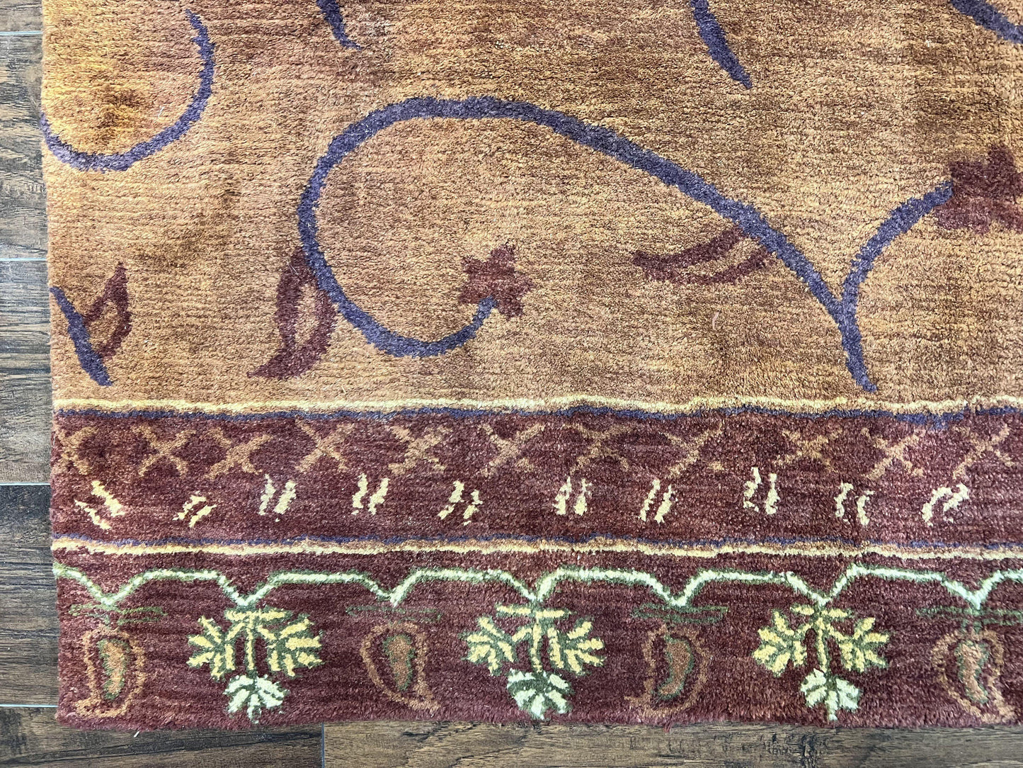 Pottery Barn Rug 5x8, Vintage Hand Tufted Carpet, Wool and Silk, Rust & Maroon