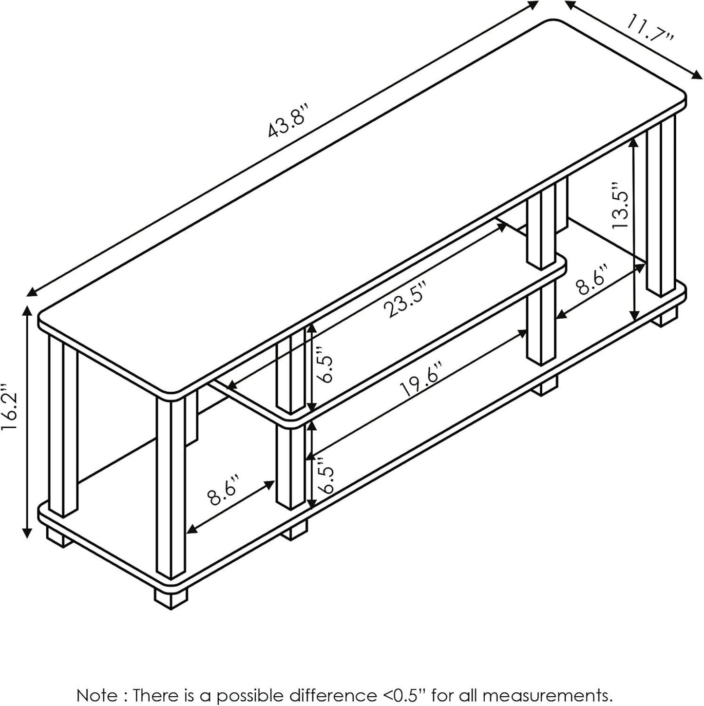 Turn-N-Tube 3-Tier TV Stand For 50-Inch TV Americano Black