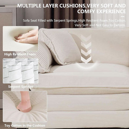 Oversized 2 Piece Sofa Set Beige 3 Seater And Loveseat