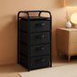 4 Drawer Narrow Fabric Dresser Storage Tower With Wood Top Black