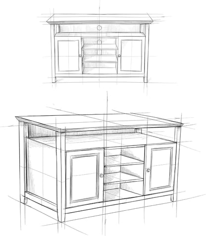 TV Media Stand 54 Inch Wide Golden Brown Cabinet Storage