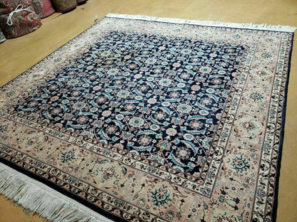 6' X 6' Gorgeous Handmade India Floral Oriental Wool Rug Square Blue Carpet Wow