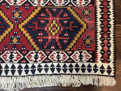 Caucasian Kilim Rug 5x7, Vintage Russian Flatweave Kilim Carpet, Tribal Bohemian Kilim Rug