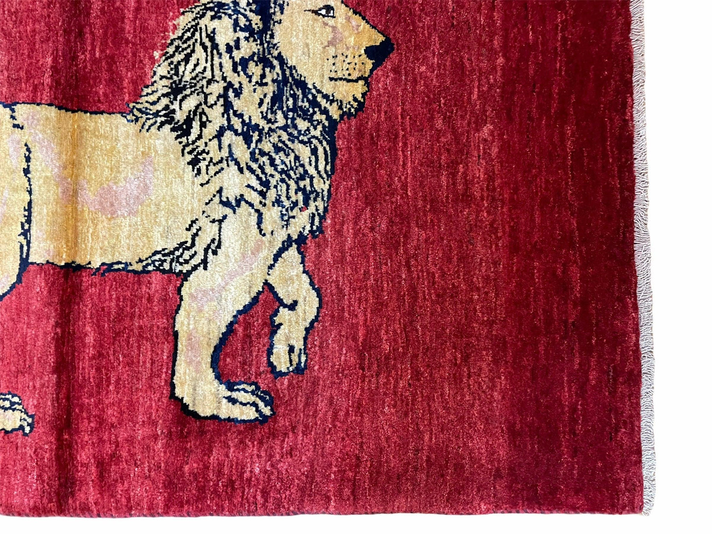 3 X 5 Handmade Hand-Knotted Quality Wool Rug New Vintage Lion Red Pictorial