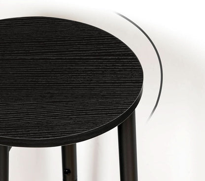 Black Bar Stool Set of 2 Counter Height With Footrest