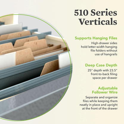 4-Drawer Vertical Locking Metal File Cabinet 25 Deep Putty