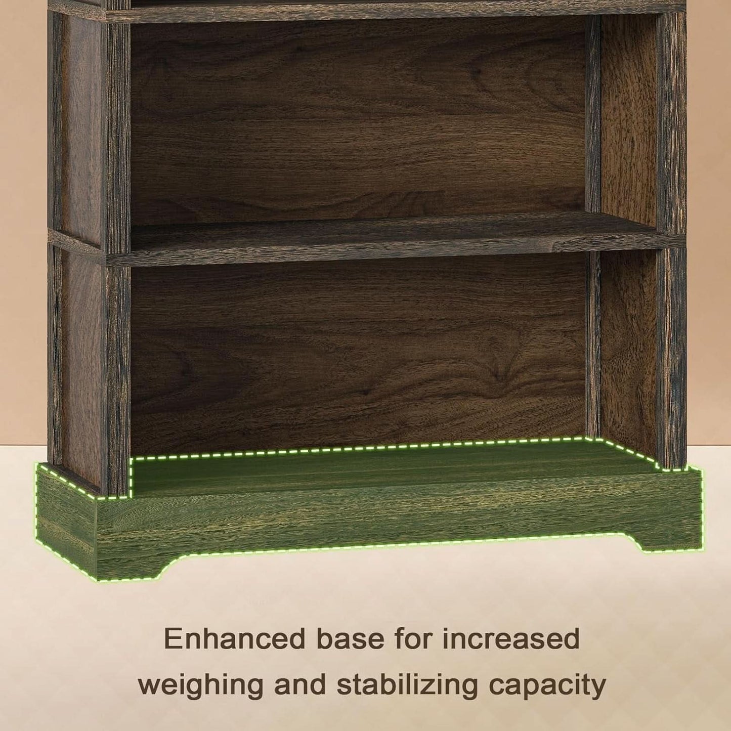 65 Inch Solid Hardwood Bookshelf With Five Tier Open