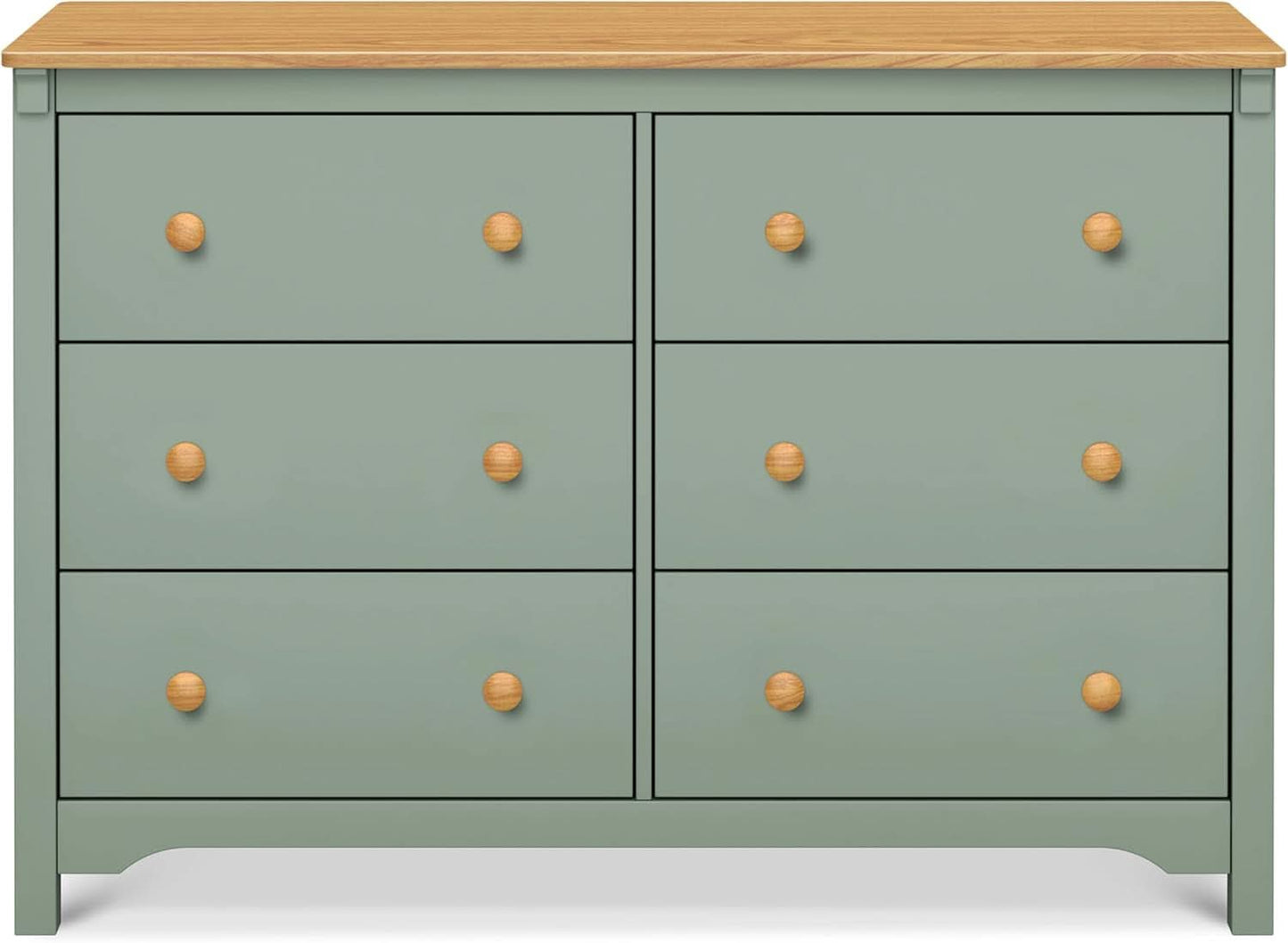 Shea Six Drawer Dresser Light Sage And Honey For Nursery